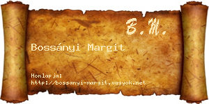 Bossányi Margit névjegykártya